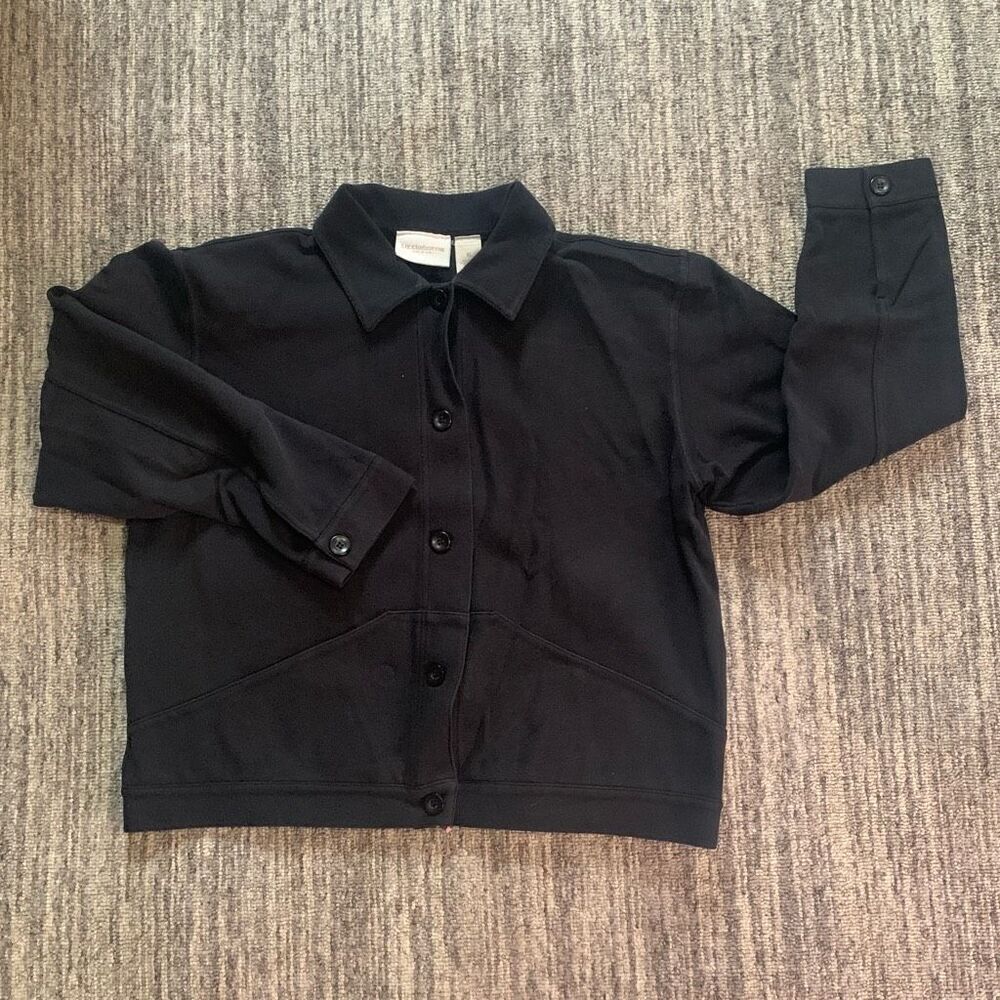 Liz Claiborne Women’s Size XL Button Up Jacket Black Cotton Blend Everyday‎